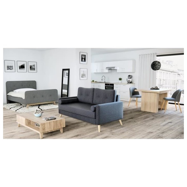 Table a manger extensible de 6 a 12 personnes style contemporain décor chene Sonoma - DINING - L 140-273 x l 90 cm Table a manger extensible de 6 a 12 personnes style contemporain décor chene Sonoma - DINING - L 140-273 x l 90 cm