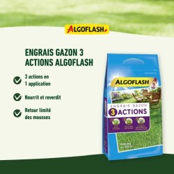 ALGOFLASH NATURASOL Engrais Gazon - 3 Actions - 3 kg