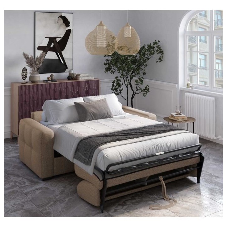 Canapé convertible express - 3 places - EUREKA - Tissu como 5 Antelope - 200 x 102 x 95 cm Canapé convertible express - 3 places - EUREKA - Tissu como 5 Antelope - 200 x 102 x 95 cm