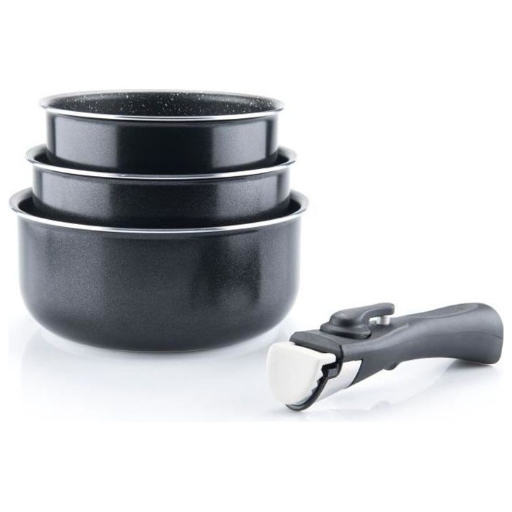 ARTHUR MARTIN AM120B Set de 3 casseroles 16-18-20 cm + 1 poignée - Tous feux dont induction ARTHUR MARTIN AM120B Set de 3 casseroles 16-18-20 cm + 1 poignée - Tous feux dont induction