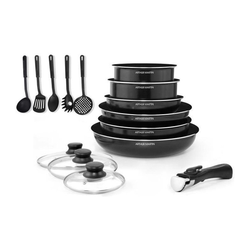 ARTHUR MARTIN Batterie de cuisine amovible 15 pieces 16-20-22-24-26 cm ARTHUR MARTIN Batterie de cuisine amovible 15 pieces 16-20-22-24-26 cm