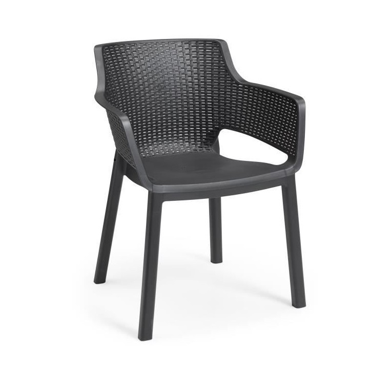 Lot de 6 fauteuils de jardin - Allibert by KETER - EVA - En résine - Coloris : gris graphite