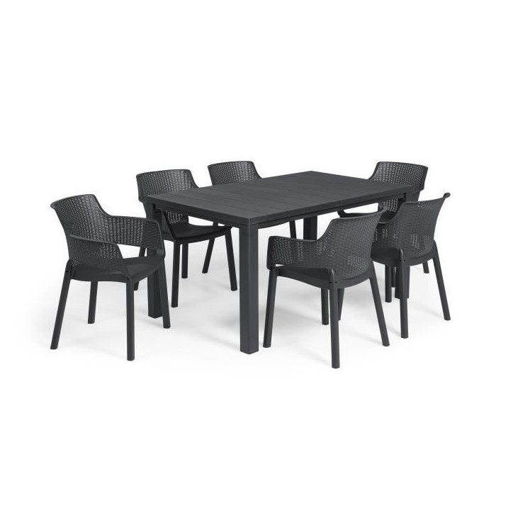 Lot de 6 fauteuils de jardin - Allibert by KETER - EVA - En résine - Coloris : gris graphite