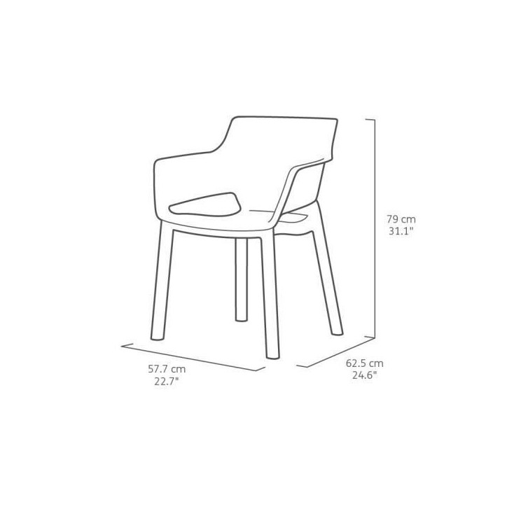 Lot de 6 fauteuils de jardin - Allibert by KETER - EVA - En résine - Coloris : gris graphite