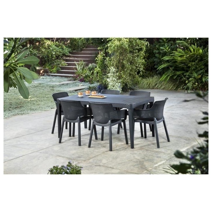 Lot de 6 fauteuils de jardin - Allibert by KETER - EVA - En résine - Coloris : gris graphite