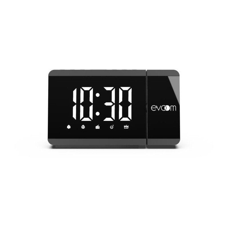 Réveil projecteur - EVOOM - EV304571 - Noir - Radio réveil FM - Proj Réveil projecteur - EVOOM - EV304571 - Noir - Radio réveil FM - Proj