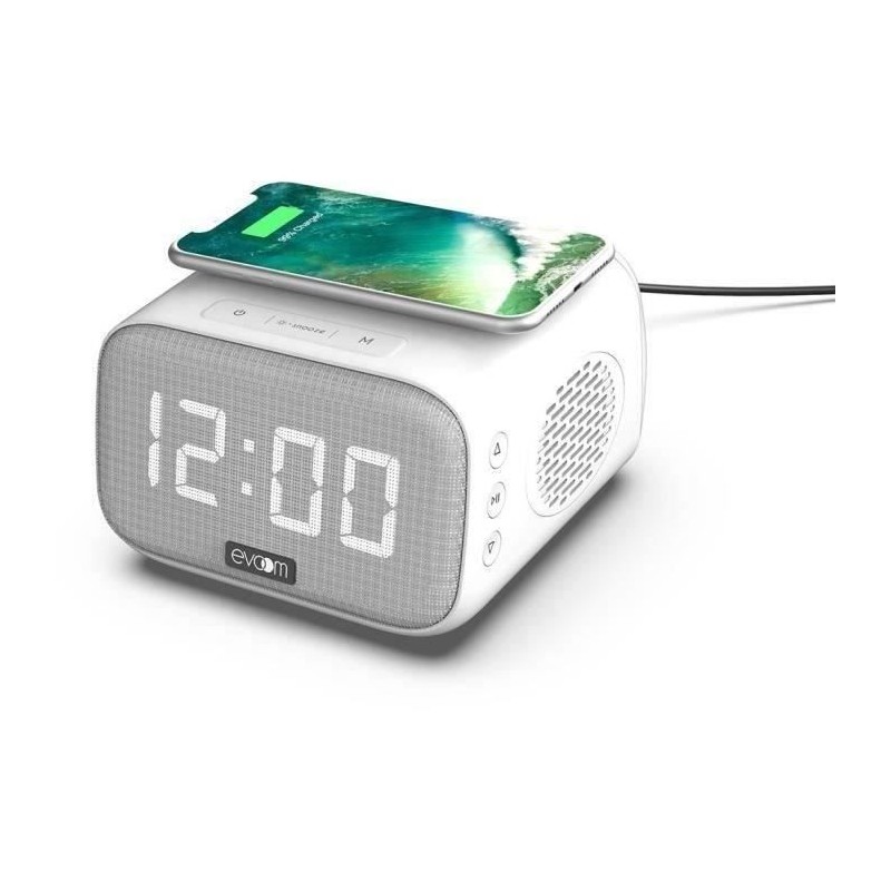 Réveil chargeur enceinte - EVOOM - EV304601 - Blanc avec chargeur san Réveil chargeur enceinte - EVOOM - EV304601 - Blanc avec chargeur san