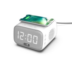 Réveil chargeur enceinte - EVOOM - EV304601 - Blanc avec chargeur san