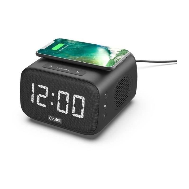 Réveil chargeur enceinte - EVOOM - EV304618 - Noir avec charge sans f Réveil chargeur enceinte - EVOOM - EV304618 - Noir avec charge sans f