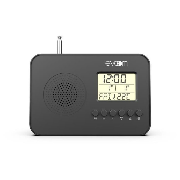 Radio réveil intelligent EVOOM LEKIO avec affichage de la date, heure, température et humidité - Noir Radio réveil intelligent EVOOM LEKIO avec affichage de la date, heure, température et humidité - Noir