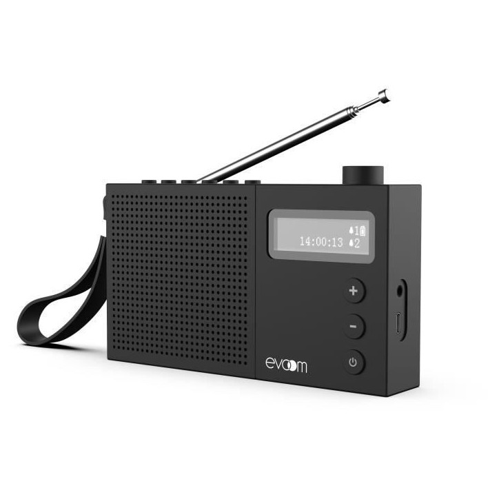 Radio-réveil EVOOM EGY Noir - FM et radio DAB+ - Batterie Piles/USB - 2 alarmes Radio-réveil EVOOM EGY Noir - FM et radio DAB+ - Batterie Piles/USB - 2 alarmes