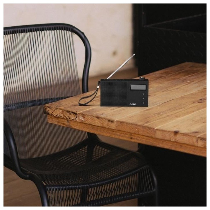 Radio-réveil EVOOM EGY Noir - FM et radio DAB+ - Batterie Piles/USB - 2 alarmes Radio-réveil EVOOM EGY Noir - FM et radio DAB+ - Batterie Piles/USB - 2 alarmes