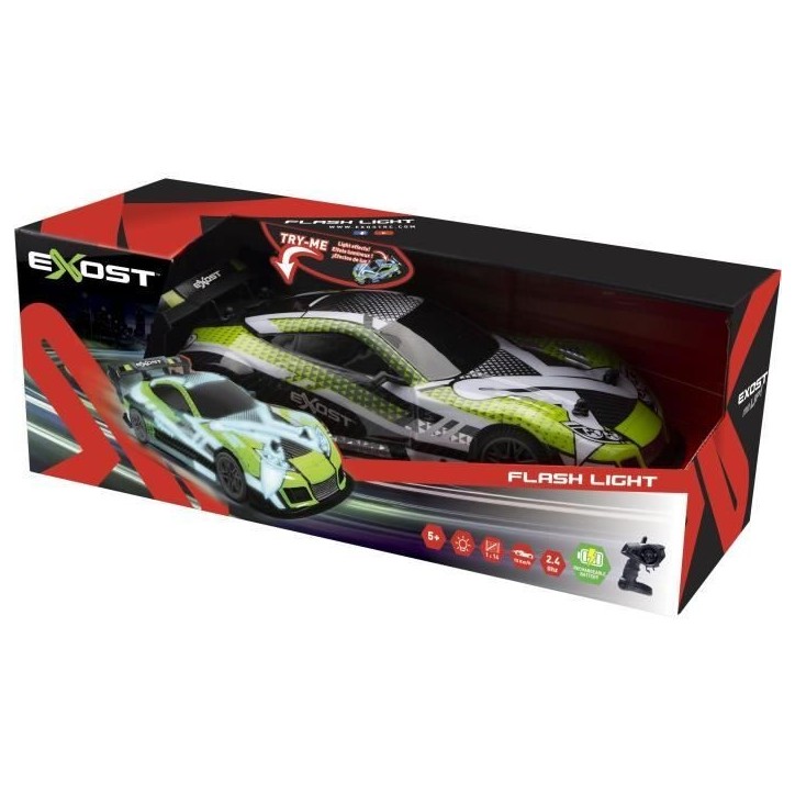 Voiture Télécommandée - EXOST - Flash Light 1:14 - 15 km/h - 31 -5 cm - vert - des 5 ans Voiture Télécommandée - EXOST - Flash Light 1:14 - 15 km/h - 31 -5 cm - vert - des 5 ans