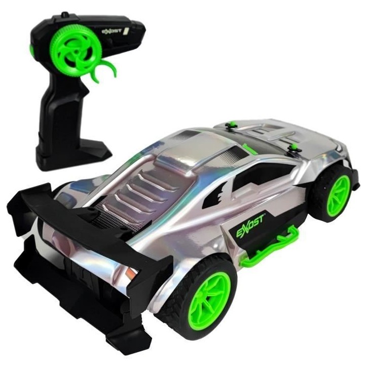 Voiture Télécommandée - EXOST - Metal Chrome 1:14 - 15 km/h - 31 -5 cm - argent et vert - des 5 ans Voiture Télécommandée - EXOST - Metal Chrome 1:14 - 15 km/h - 31 -5 cm - argent et vert - des 5 ans