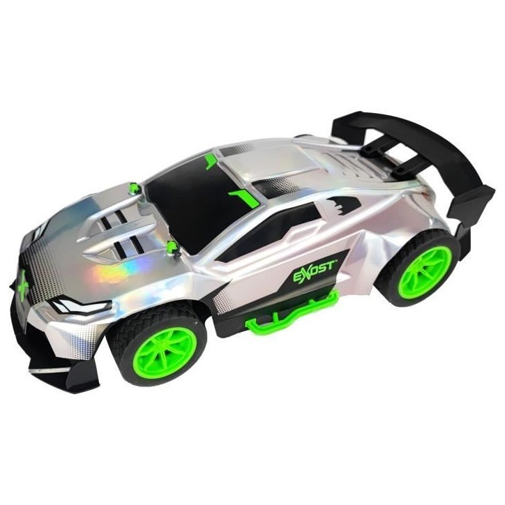 Voiture Télécommandée - EXOST - Metal Chrome 1:14 - 15 km/h - 31 -5 cm - argent et vert - des 5 ans Voiture Télécommandée - EXOST - Metal Chrome 1:14 - 15 km/h - 31 -5 cm - argent et vert - des 5 ans