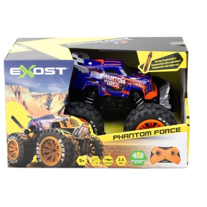 Voiture Télécommandée - EXOST - Phantom Force 1:16 - 10 km/h - 28 -5 cm - violet et orange - des 5 ans Voiture Télécommandée - EXOST - Phantom Force 1:16 - 10 km/h - 28 -5 cm - violet et orange - des 5 ans