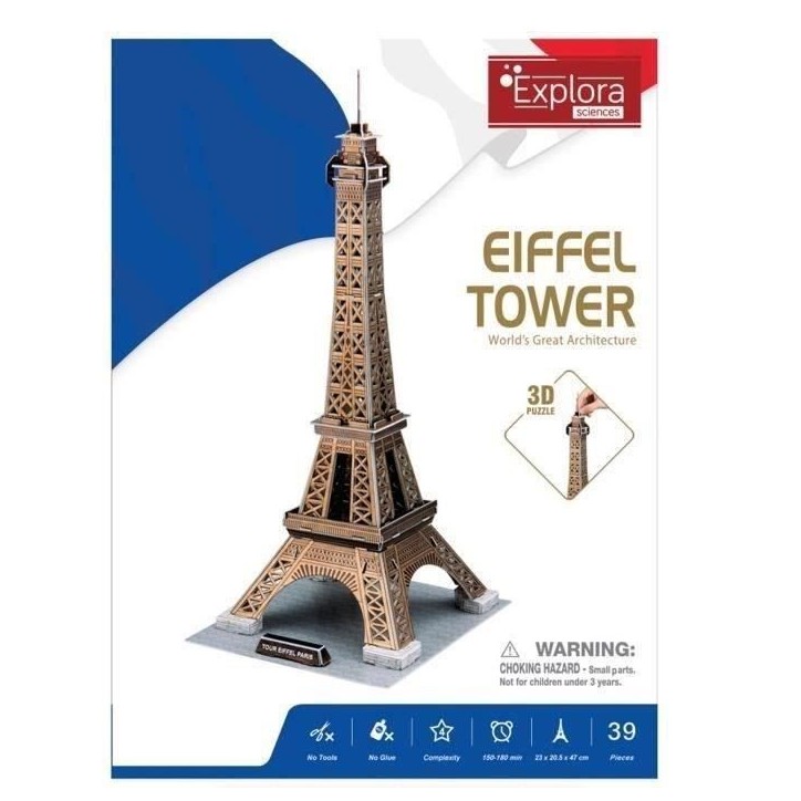 Puzzle 3D - Tour Eiffel - Jeu de construction - EXPLORA - 39 pieces - Des 5 ans Puzzle 3D - Tour Eiffel - Jeu de construction - EXPLORA - 39 pieces - Des 5 ans