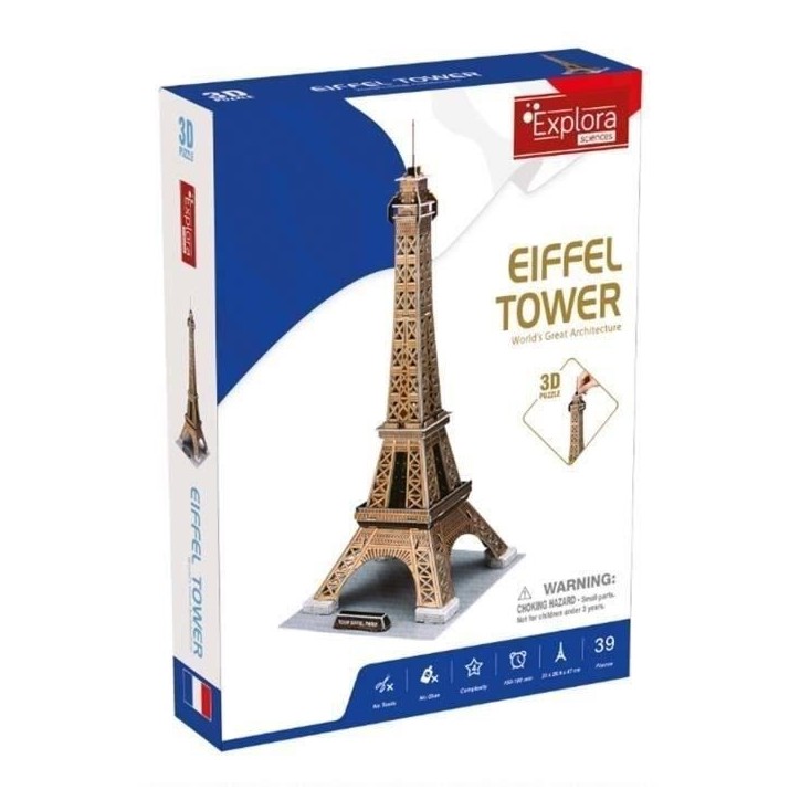 Puzzle 3D - Tour Eiffel - Jeu de construction - EXPLORA - 39 pieces - Des 5 ans Puzzle 3D - Tour Eiffel - Jeu de construction - EXPLORA - 39 pieces - Des 5 ans