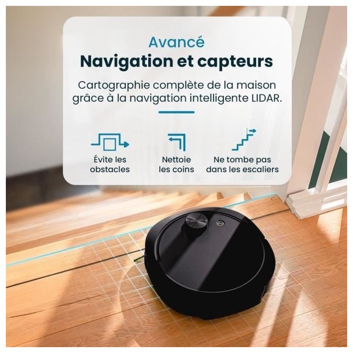 Robot Aspirateur Laveur connecté avec base de vidage EZICLEAN All-in-one Z10 Plus - 240 min - 6000pa - 180m² - 1.5L Robot Aspirateur Laveur connecté avec base de vidage EZICLEAN All-in-one Z10 Plus - 240 min - 6000pa - 180m² - 1.5L