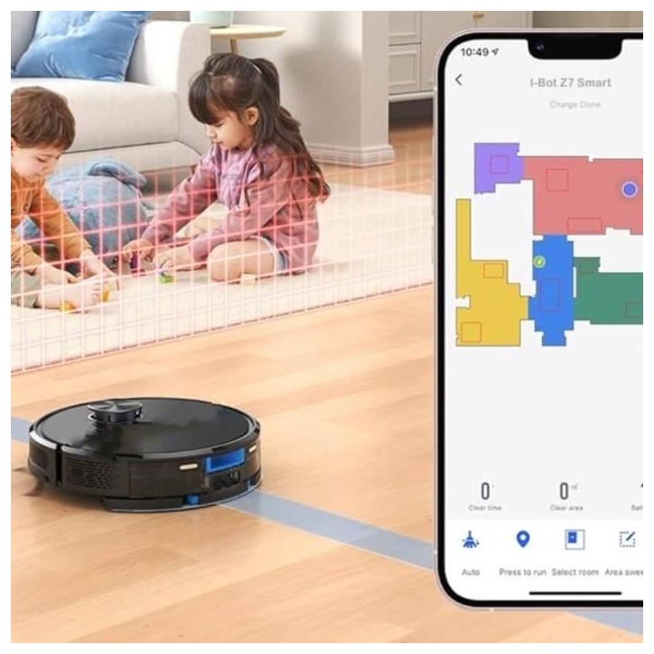 Robot Aspirateur Laveur Connecté avec base aspirante EZICLEAN I-Bot Z7 Smart - 240 min - 3Kpa - 300m² - 3L Robot Aspirateur Laveur Connecté avec base aspirante EZICLEAN I-Bot Z7 Smart - 240 min - 3Kpa - 300m² - 3L