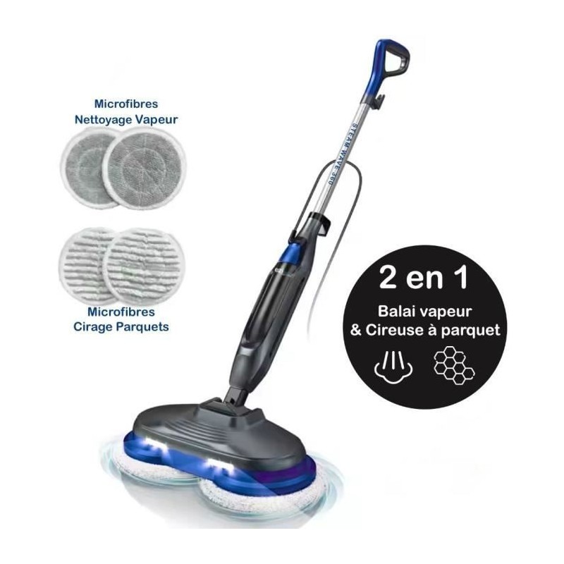 Balai Nettoyeur Vapeur - EZICLEAN STEAM WAVE 360 - 1200 W - 24 g/min - Balai Nettoyeur Vapeur - EZICLEAN STEAM WAVE 360 - 1200 W - 24 g/min -