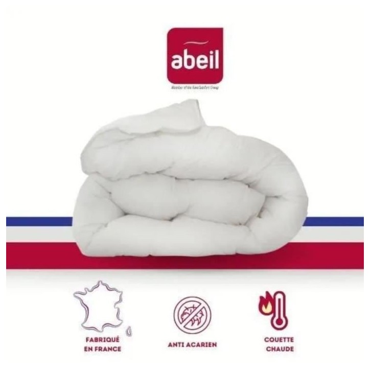Couette anti-acariens - 220 x 240 cm - Chaude - 400 g/m² 2 personnes - Blanc - ABEIL Couette anti-acariens - 220 x 240 cm - Chaude - 400 g/m² 2 personnes - Blanc - ABEIL