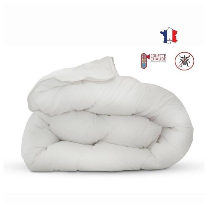 Couette anti-acariens - 220 x 240 cm - Chaude - 400 g/m² 2 personnes - Blanc - ABEIL Couette anti-acariens - 220 x 240 cm - Chaude - 400 g/m² 2 personnes - Blanc - ABEIL