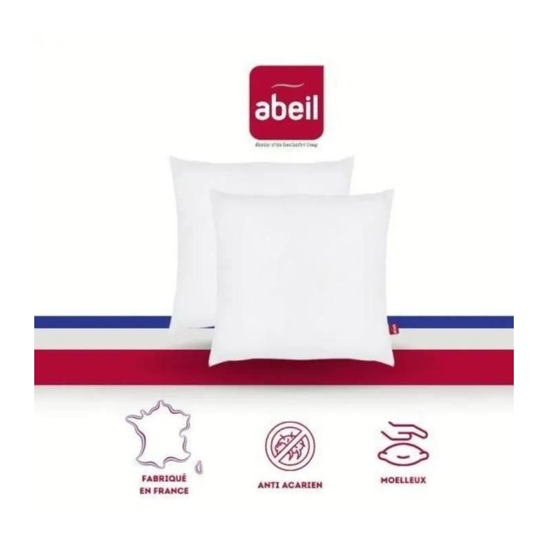 Lot de 2 oreillers anti-acariens - 60 x 60 cm - 100% coton traité Bio Lot de 2 oreillers anti-acariens - 60 x 60 cm - 100% coton traité Bio
