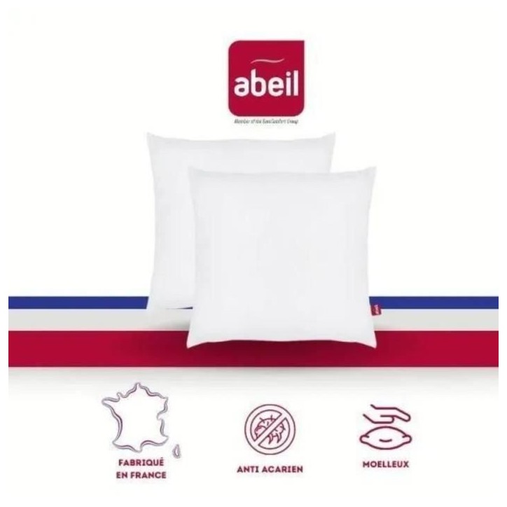 Lot de 2 oreillers anti-acariens - 60 x 60 cm - 100% coton traité Biome - ABEIL Lot de 2 oreillers anti-acariens - 60 x 60 cm - 100% coton traité Biome - ABEIL