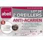 Lot de 2 oreillers anti-acariens - 60 x 60 cm - 100% coton traité Biome - ABEIL Lot de 2 oreillers anti-acariens - 60 x 60 cm - 100% coton traité Biome - ABEIL