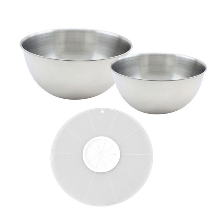 Ensemble de 2 bols de préparation avec couvercle anti projections - FACKELMANN - Basic - 25 et 20,5 cm Ensemble de 2 bols de préparation avec couvercle anti projections - FACKELMANN - Basic - 25 et 20,5 cm