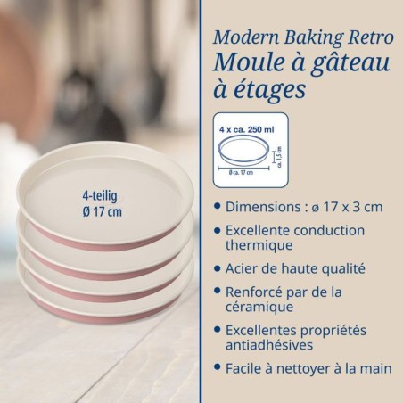 Set de 2 moules a manqué et moules pour layer cake - DR oeTKER - Rétro - 18 et 20 cm