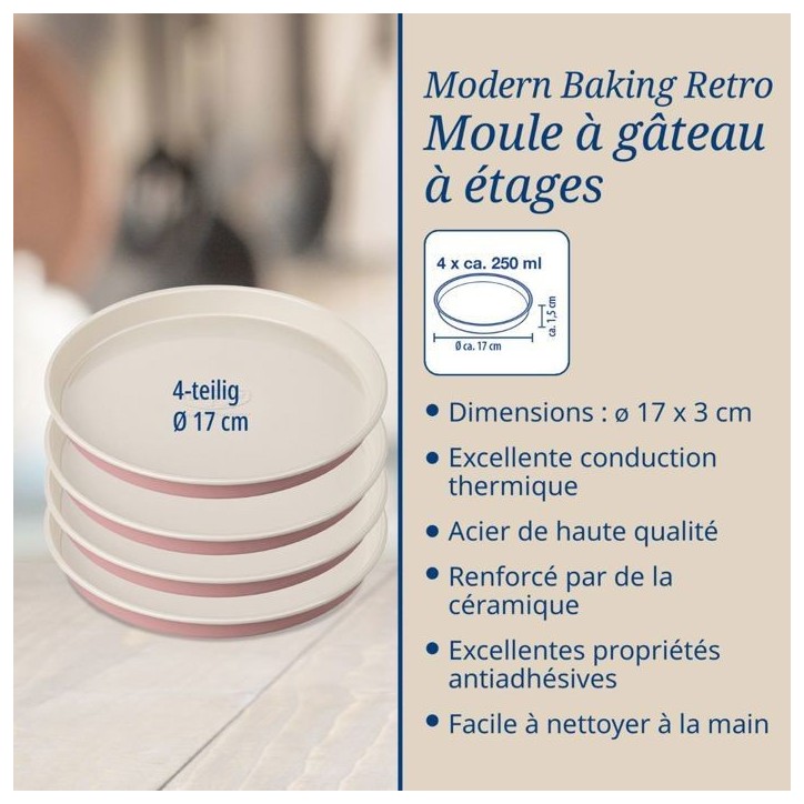 Set de 2 moules a manqué et moules pour layer cake - DR oeTKER - Rétro - 18 et 20 cm Set de 2 moules a manqué et moules pour layer cake - DR oeTKER - Rétro - 18 et 20 cm