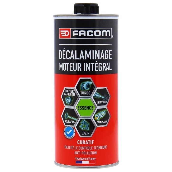 Decalaminage intégral moteur essence preventif 1L - FACOM - soupapes, combustion, vanne EGR, catalyseur, filtre a particules Decalaminage intégral moteur essence preventif 1L - FACOM - soupapes, combustion, vanne EGR, catalyseur, filtre a particules