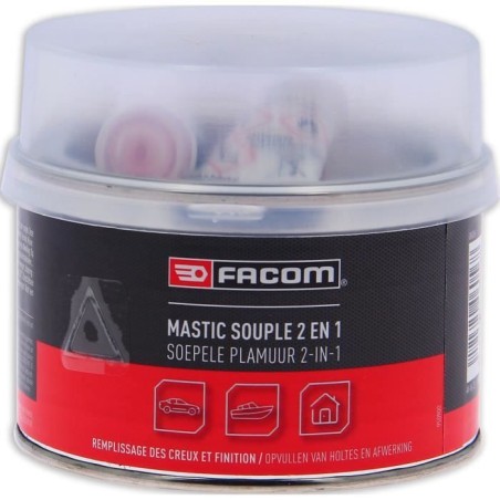 Mastic polyester souple 2 en 1 pot 500g- FACOM - réparation léger cr
