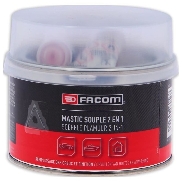 Mastic polyester souple 2 en 1 pot 500g- FACOM - réparation léger creux et bosses Mastic polyester souple 2 en 1 pot 500g- FACOM - réparation léger creux et bosses