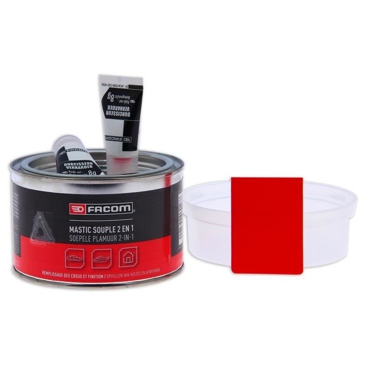 Mastic polyester souple 2 en 1 pot 500g- FACOM - réparation léger creux et bosses Mastic polyester souple 2 en 1 pot 500g- FACOM - réparation léger creux et bosses
