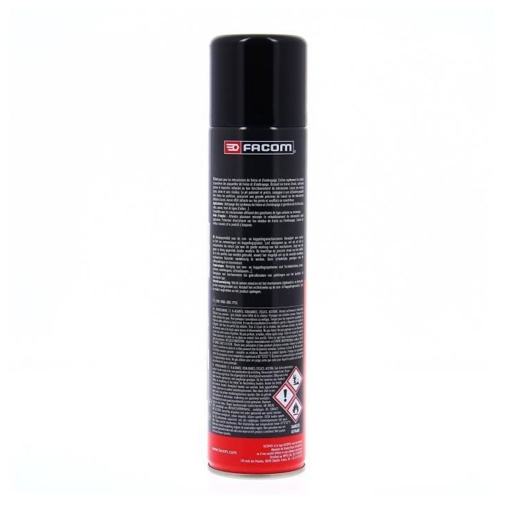 Nettoyant freins et embrayage 400ml - FACOM - Enleve les résidus de friction les salissures grasses et impuretés Nettoyant freins et embrayage 400ml - FACOM - Enleve les résidus de friction les salissures grasses et impuretés