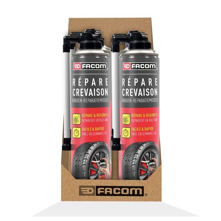 Répare crevaison 400ml - FACOM - sans démontage du pneu jusqu'a 195 mm avec ou sans chambre a air. Répare crevaison 400ml - FACOM - sans démontage du pneu jusqu'a 195 mm avec ou sans chambre a air.