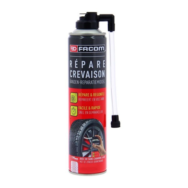 Répare crevaison 400ml - FACOM - sans démontage du pneu jusqu'a 195 mm avec ou sans chambre a air. Répare crevaison 400ml - FACOM - sans démontage du pneu jusqu'a 195 mm avec ou sans chambre a air.