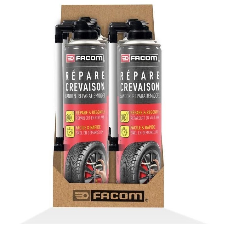 Répare crevaison 400ml - FACOM - sans démontage du pneu jusqu'a 195 mm avec ou sans chambre a air. Répare crevaison 400ml - FACOM - sans démontage du pneu jusqu'a 195 mm avec ou sans chambre a air.