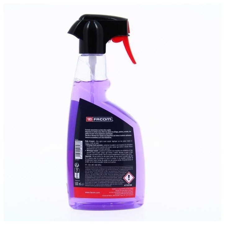 Nettoyant jantes et enjoliveurs 500 ml - FACOM - Formule concentrée - Dégraisse et nettoie les jantes tous types et enjoliveur Nettoyant jantes et enjoliveurs 500 ml - FACOM - Formule concentrée - Dégraisse et nettoie les jantes tous types et enjoliveur