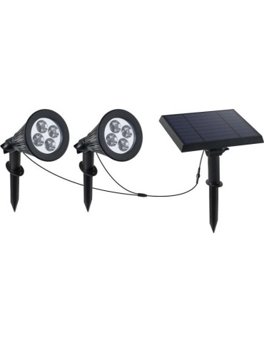 Spot solaire LED - LUMI JARDIN - Family Spiky - 3 W - Blanc froid - PVC - Noir