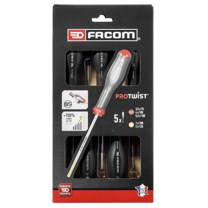 Coffret Tournevis Protwist FACOM - AT.5PB (3 Fente + 2 Prozidriv) Coffret Tournevis Protwist FACOM - AT.5PB (3 Fente + 2 Prozidriv)