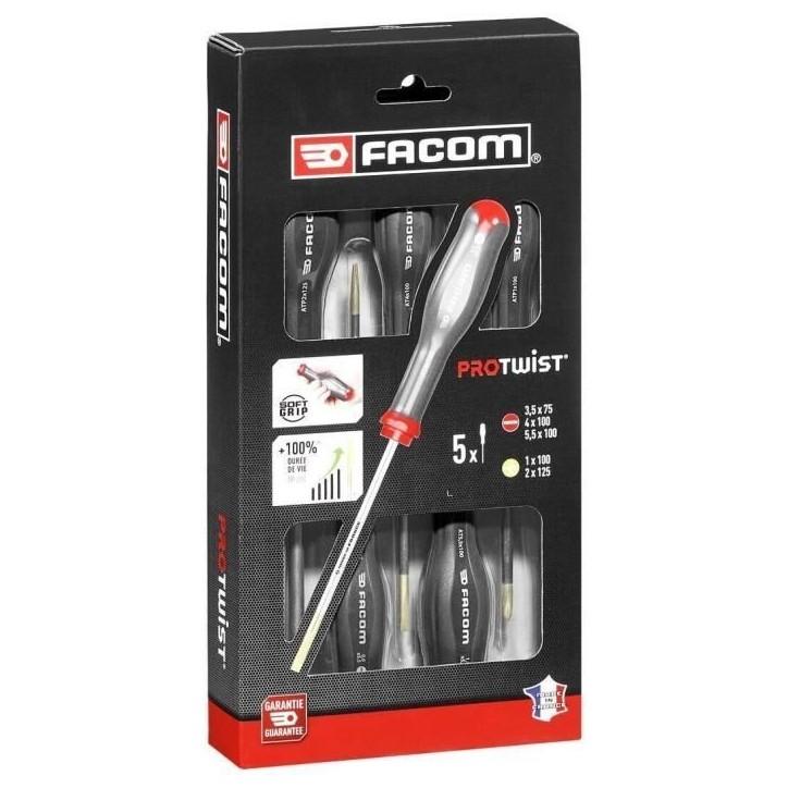 Coffret Tournevis Protwist FACOM - AT.5PB (3 Fente + 2 Prozidriv) Coffret Tournevis Protwist FACOM - AT.5PB (3 Fente + 2 Prozidriv)