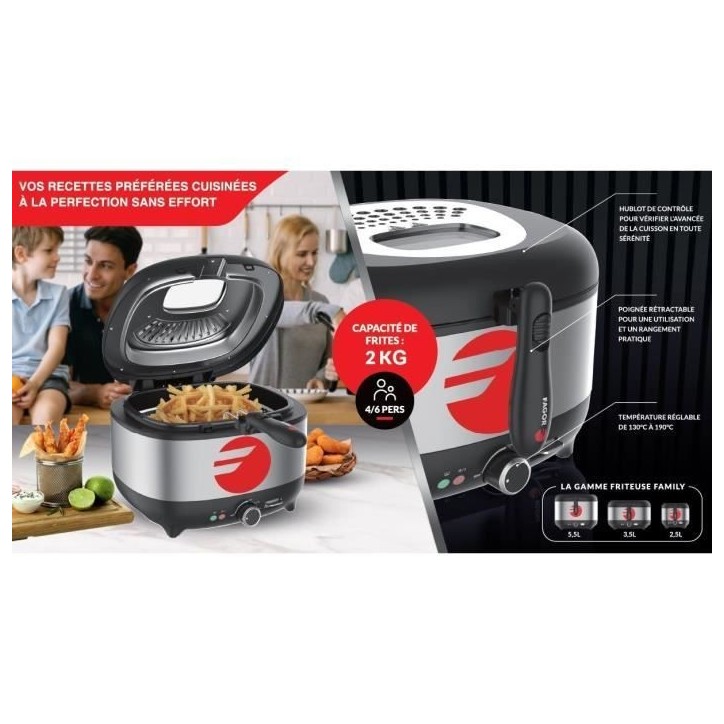 Friteuse électrique FAGOR - FG2310 - Capacité 3,5L - Jusqu'a 190°C - Filtre anti odeurs - 1800W Friteuse électrique FAGOR - FG2310 - Capacité 3,5L - Jusqu'a 190°C - Filtre anti odeurs - 1800W
