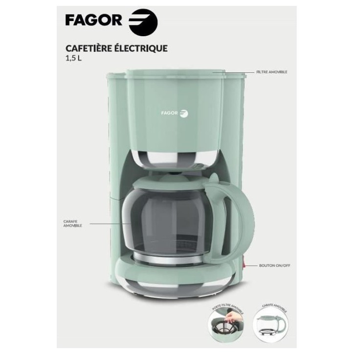 Cafetiere filtre - FAGOR - FG1560 - 1,5L - 12 tasses - Maintien au chaud