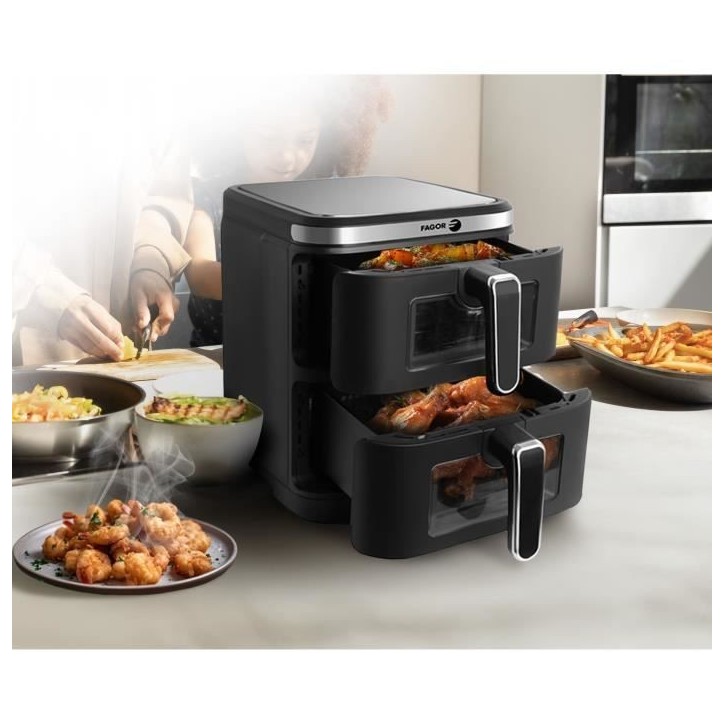 Friteuse sans huile FAGOR - Airfryer FGD11 - Capacité 11L - Double cuves 5,5 L - 12 programmes de cuisson - 2800W Friteuse sans huile FAGOR - Airfryer FGD11 - Capacité 11L - Double cuves 5,5 L - 12 programmes de cuisson - 2800W