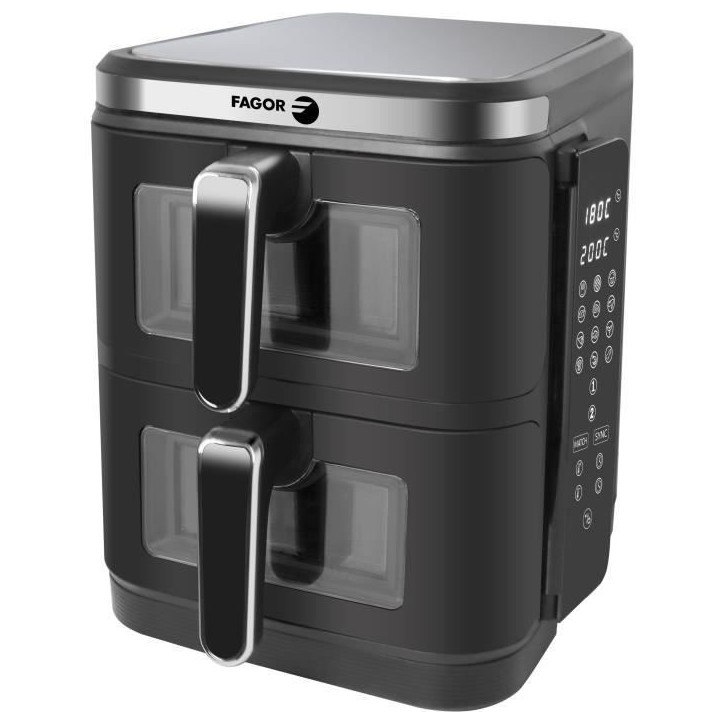 Friteuse sans huile FAGOR - Airfryer FGD11 - Capacité 11L - Double cuves 5,5 L - 12 programmes de cuisson - 2800W Friteuse sans huile FAGOR - Airfryer FGD11 - Capacité 11L - Double cuves 5,5 L - 12 programmes de cuisson - 2800W