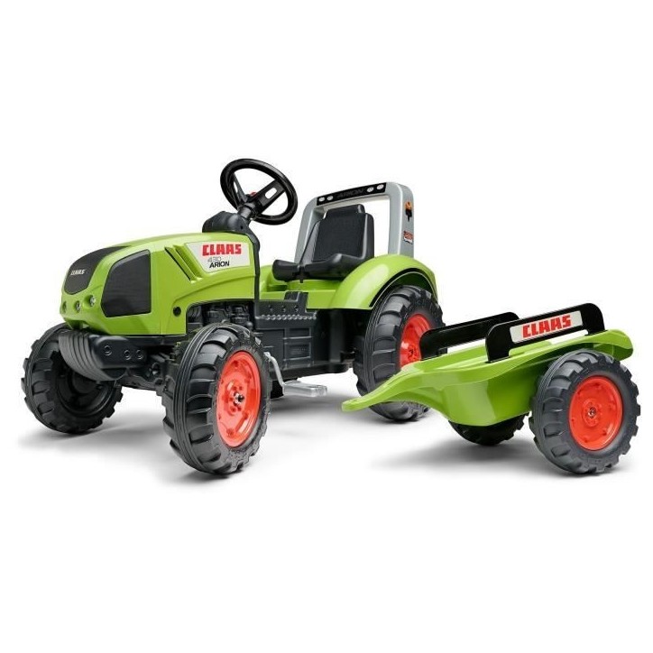 Tracteur a pédales Claas - FALK - Volant directionnel et Remorque - 100% Fabriqué en France - 60% de plastique recyclé - Des Tracteur a pédales Claas - FALK - Volant directionnel et Remorque - 100% Fabriqué en France - 60% de plastique recyclé - Des
